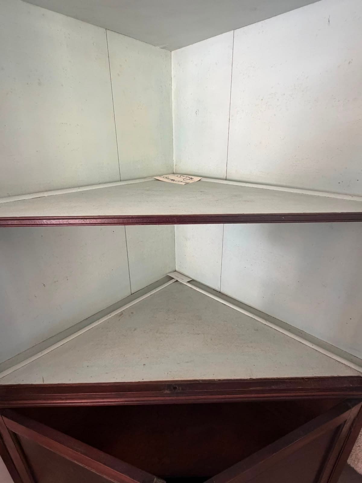 Antique Mahogany Corner Display Cabinet Gothic Arch Glazing — photo 3 of 4