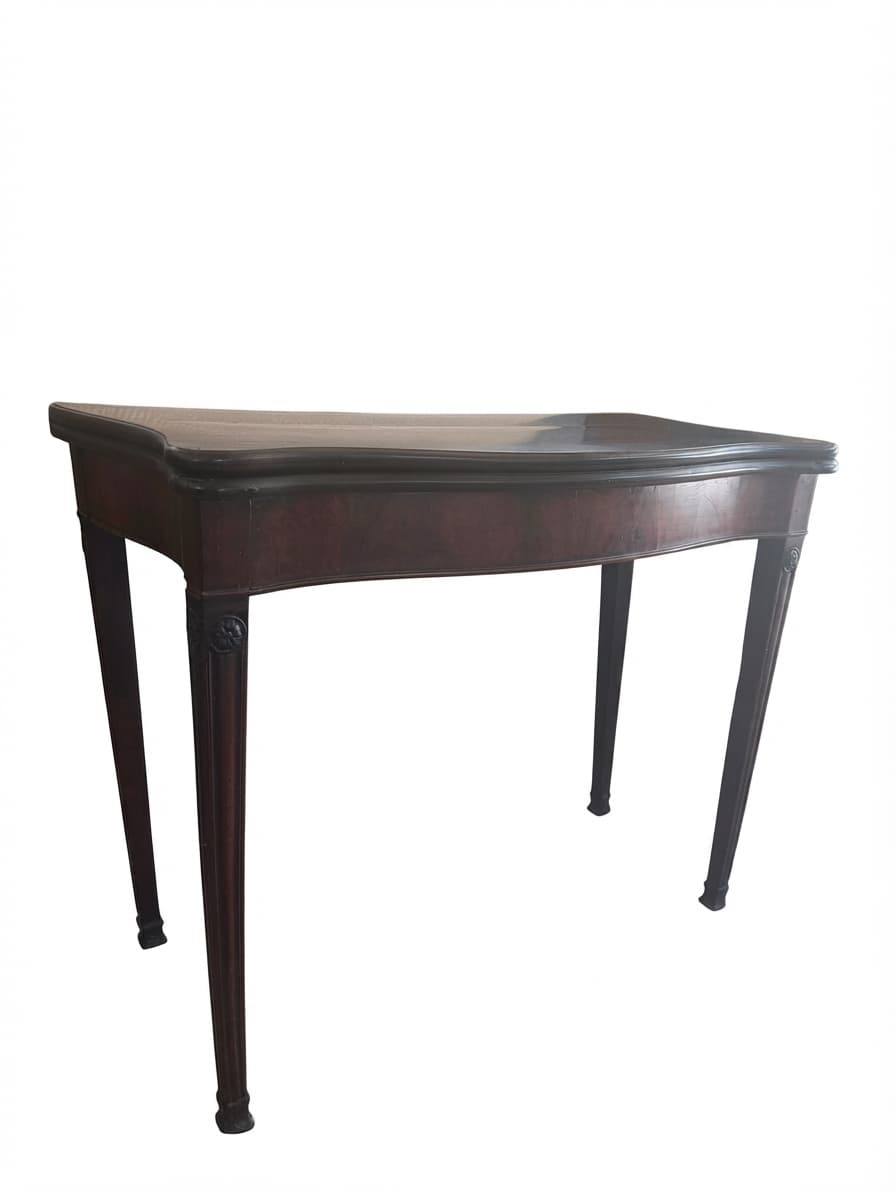 Antique Mahogany Serpentine Fold-Over Console Games Table — photo 1 of 6
