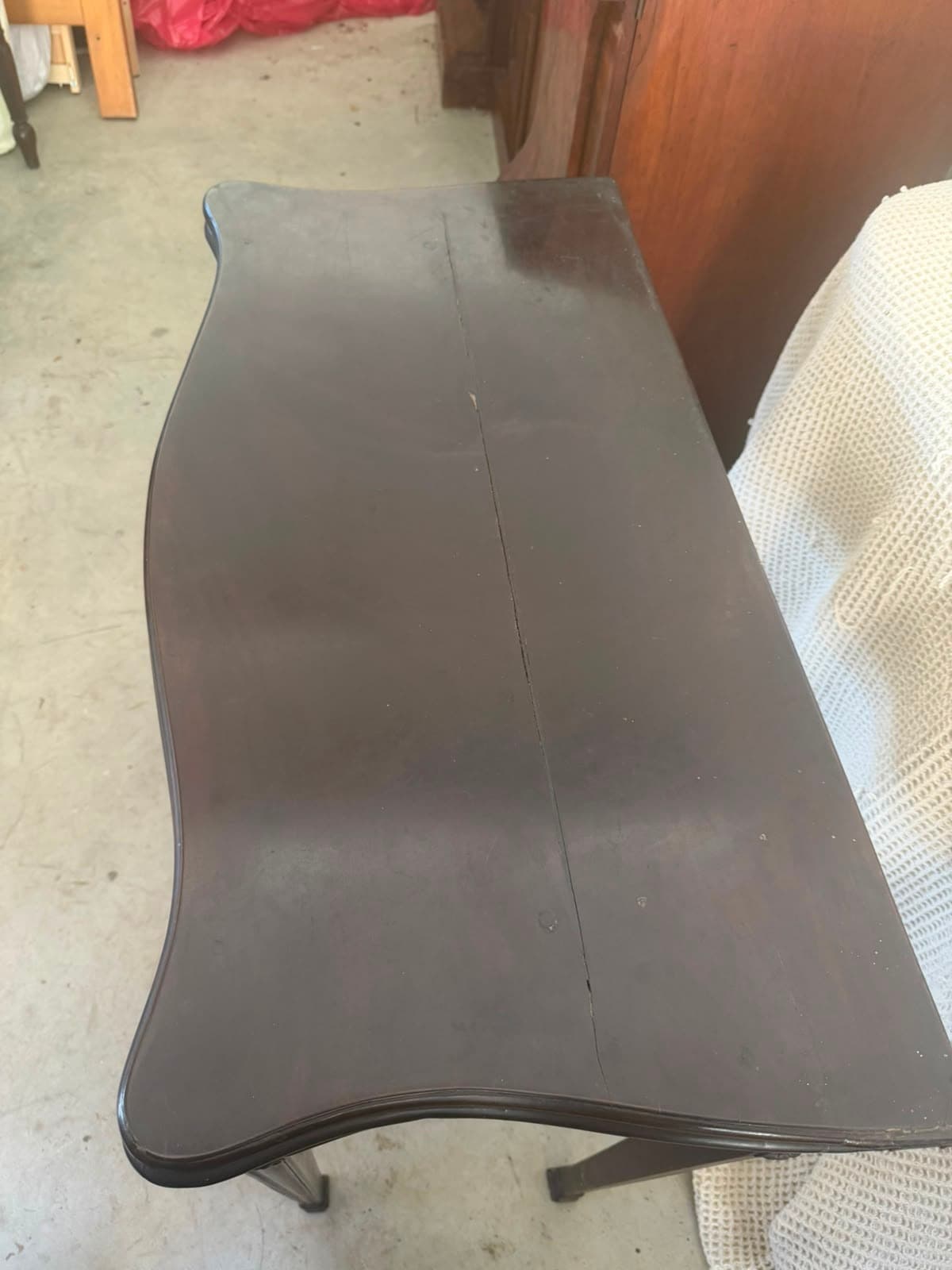 Antique Mahogany Serpentine Fold-Over Console Games Table — photo 4 of 6