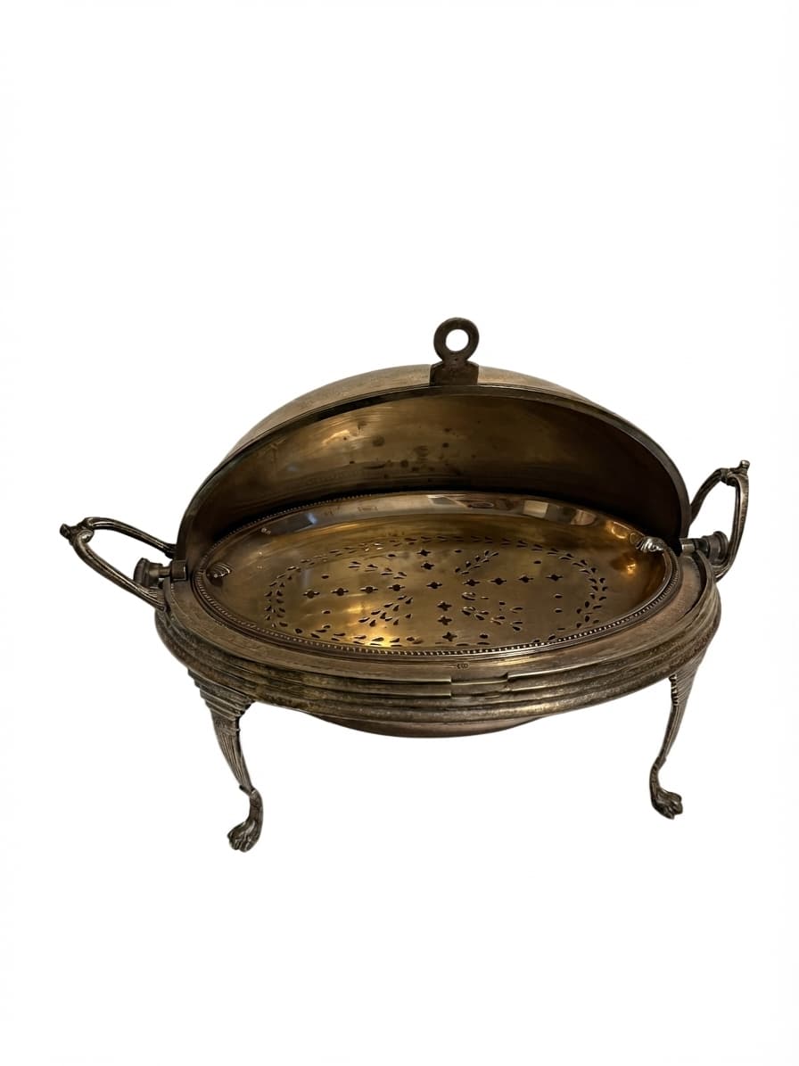 Antique Silver Plated Revolving Breakfast Dish Dome Food Warmer — photo 1 of 10