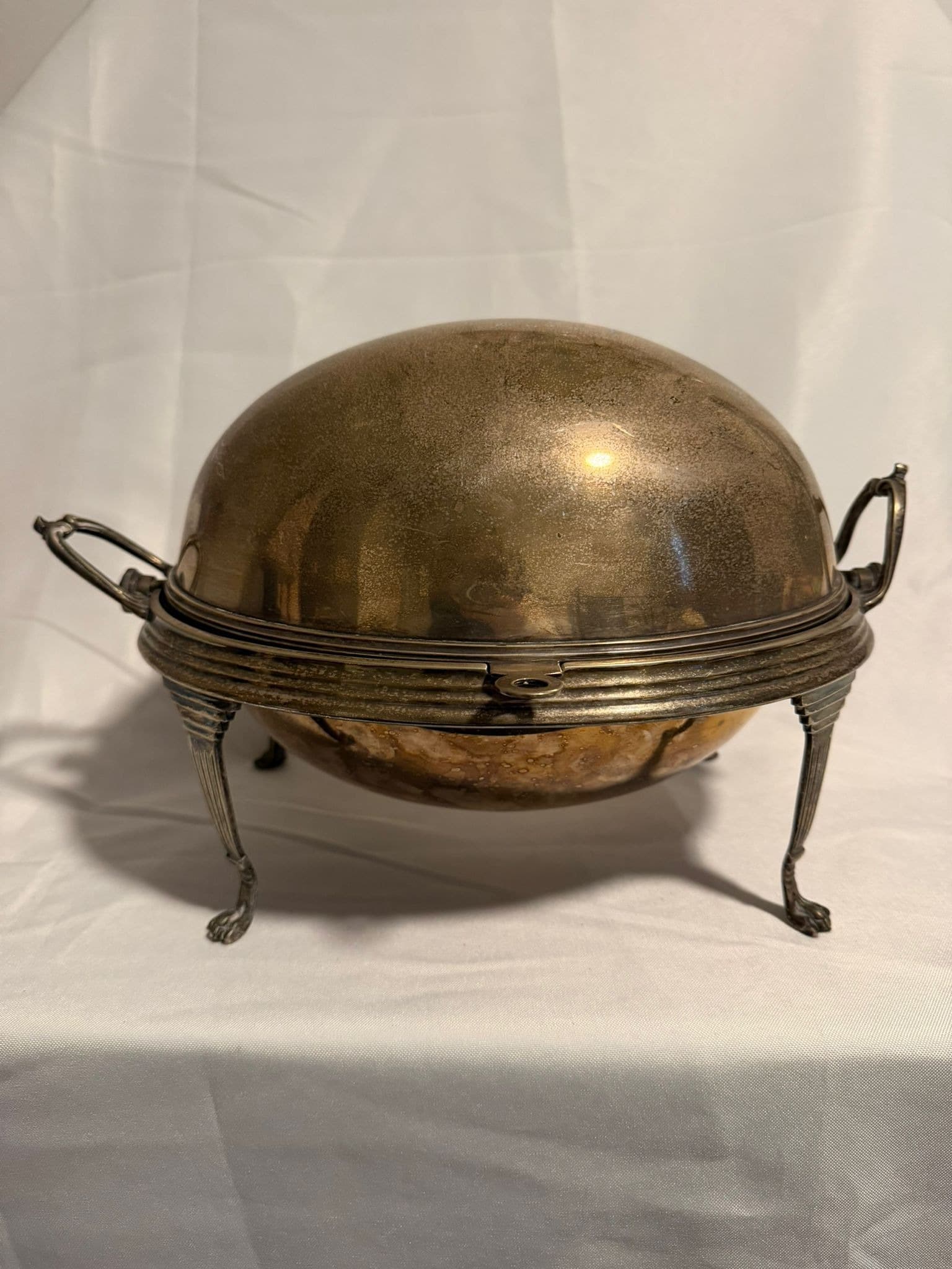 Antique Silver Plated Revolving Breakfast Dish Dome Food Warmer — photo 2 of 10