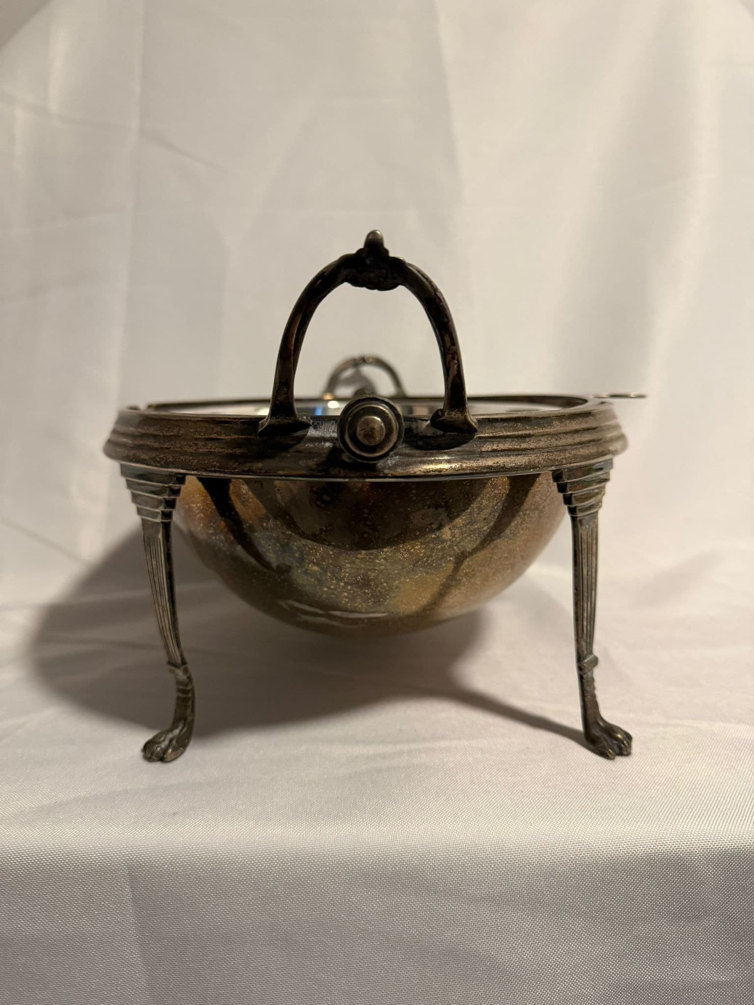 Antique Silver Plated Revolving Breakfast Dish Dome Food Warmer — photo 3 of 10