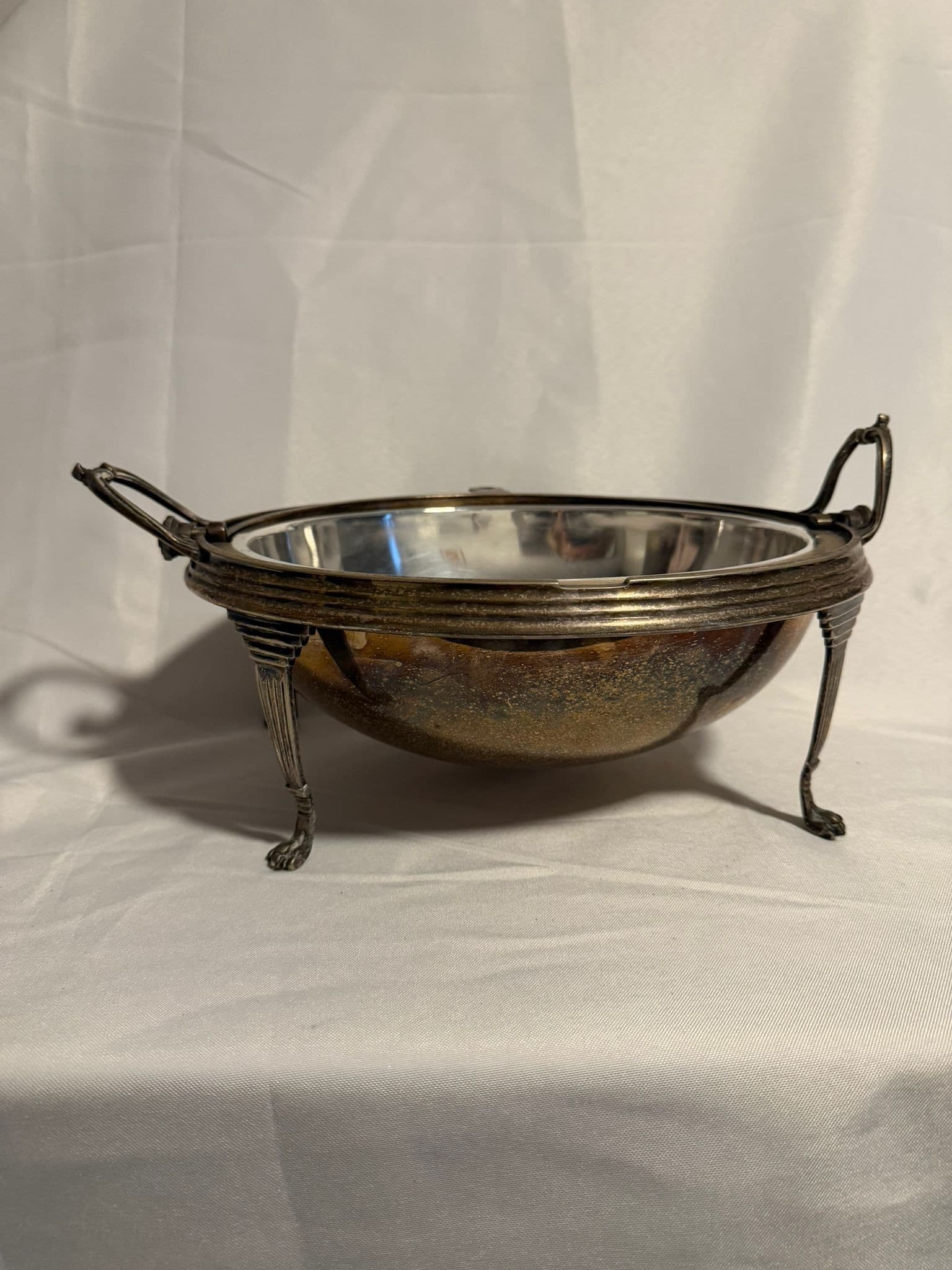 Antique Silver Plated Revolving Breakfast Dish Dome Food Warmer — photo 8 of 10