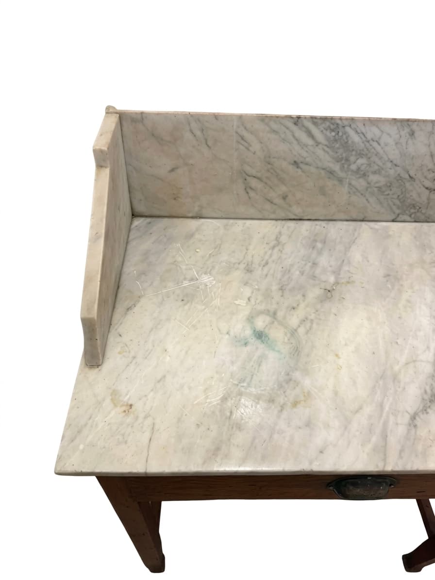 Antique Timber Washstand with Marble Top and Mirror — photo 2 of 9