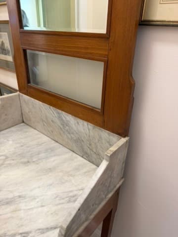 Antique Timber Washstand with Marble Top and Mirror — photo 3 of 9