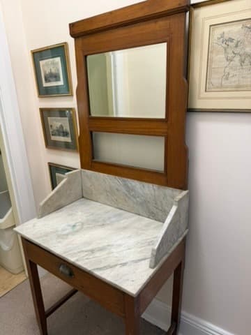 Antique Timber Washstand with Marble Top and Mirror — photo 5 of 9