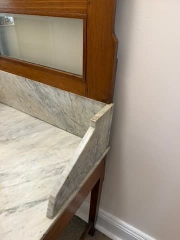 Antique Timber Washstand with Marble Top and Mirror — photo 6 of 9
