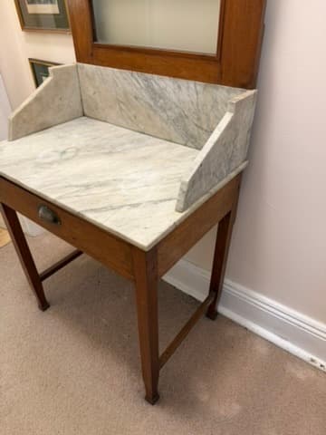 Antique Timber Washstand with Marble Top and Mirror — photo 8 of 9