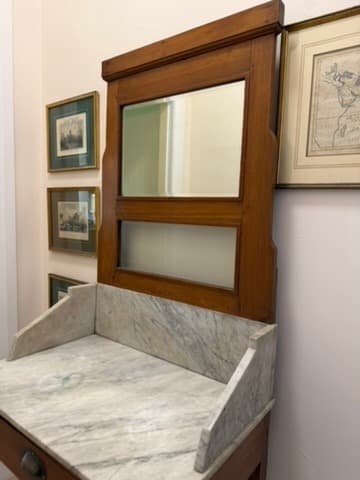 Antique Timber Washstand with Marble Top and Mirror — photo 9 of 9
