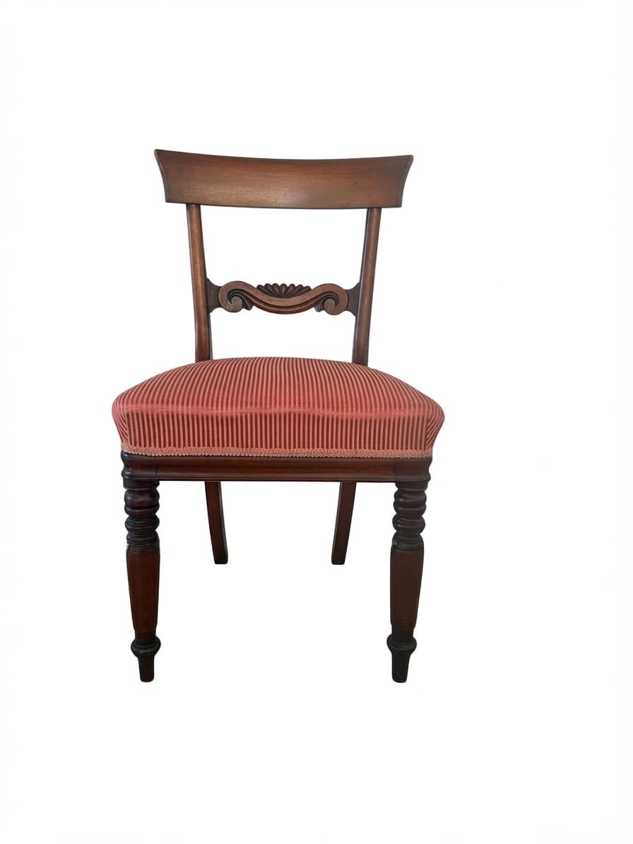 Antique Victorian Mahogany Dining Chair Striped Upholstery — photo 1 of 5