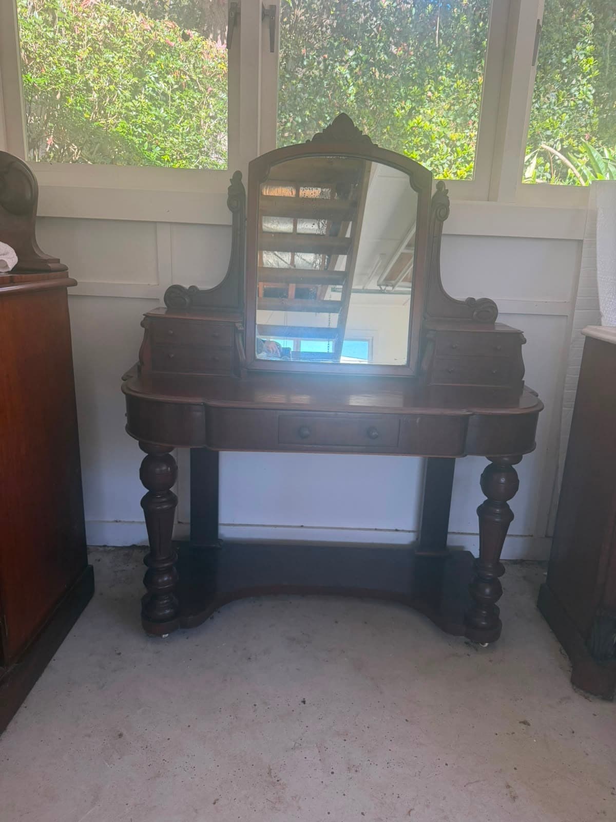 Antique Victorian Mahogany Dressing Table with Adjustable Mirror — photo 8 of 8