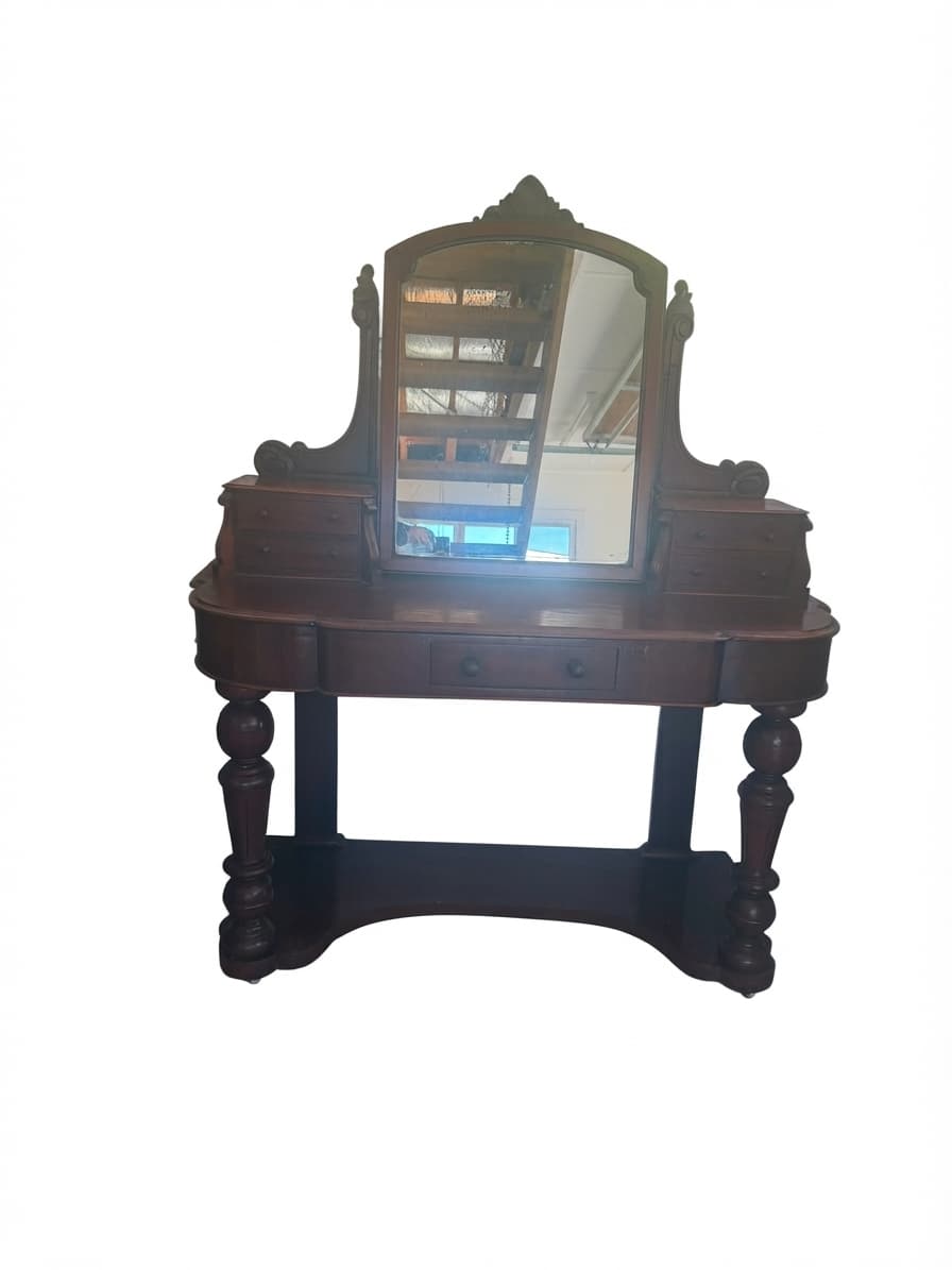 Antique Victorian Mahogany Dressing Table with Mirror — photo 1 of 8