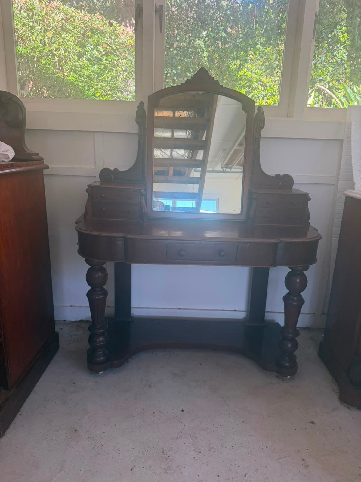 Antique Victorian Mahogany Dressing Table with Mirror — photo 2 of 8