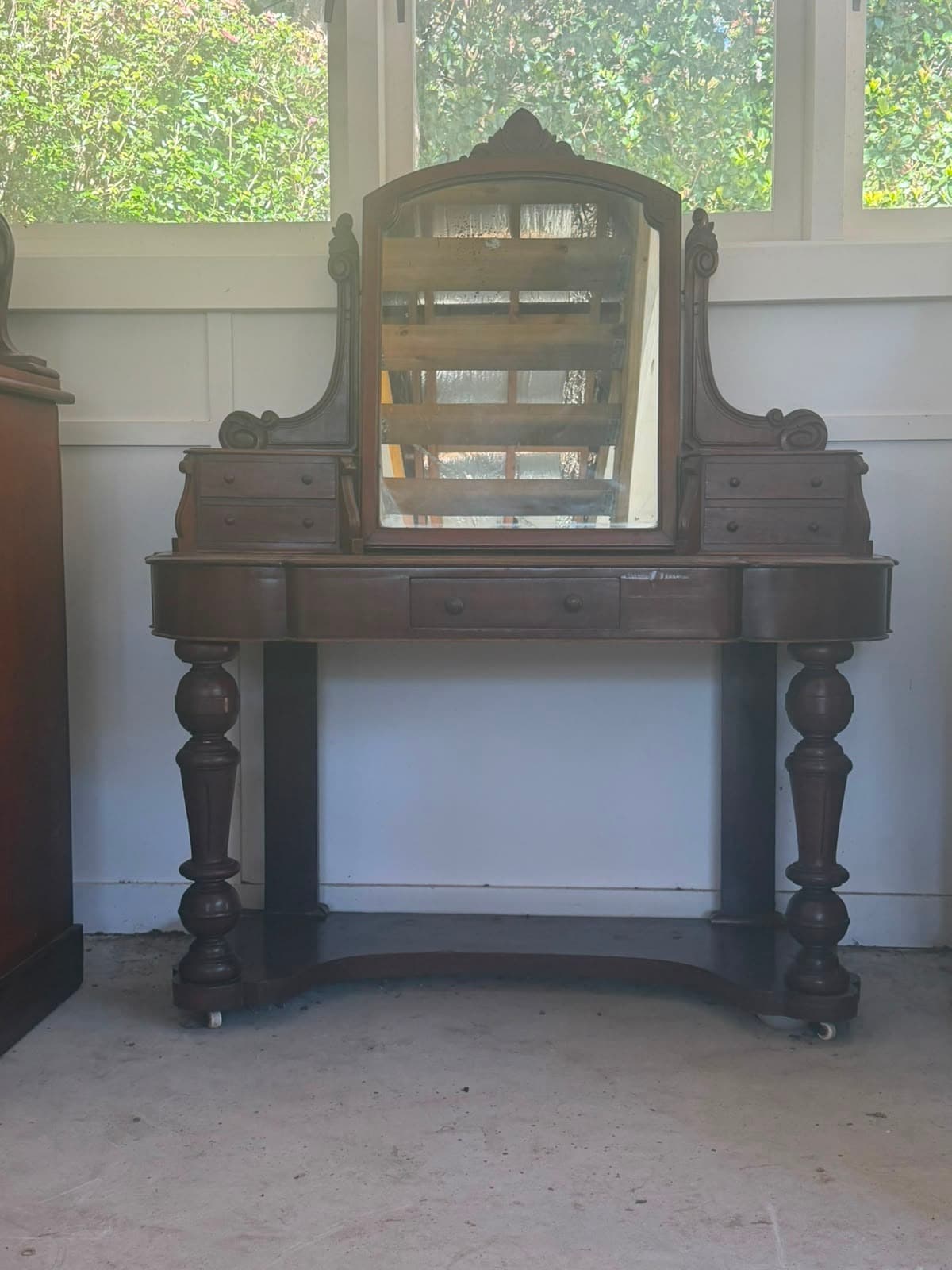 Antique Victorian Mahogany Dressing Table with Mirror — photo 3 of 8