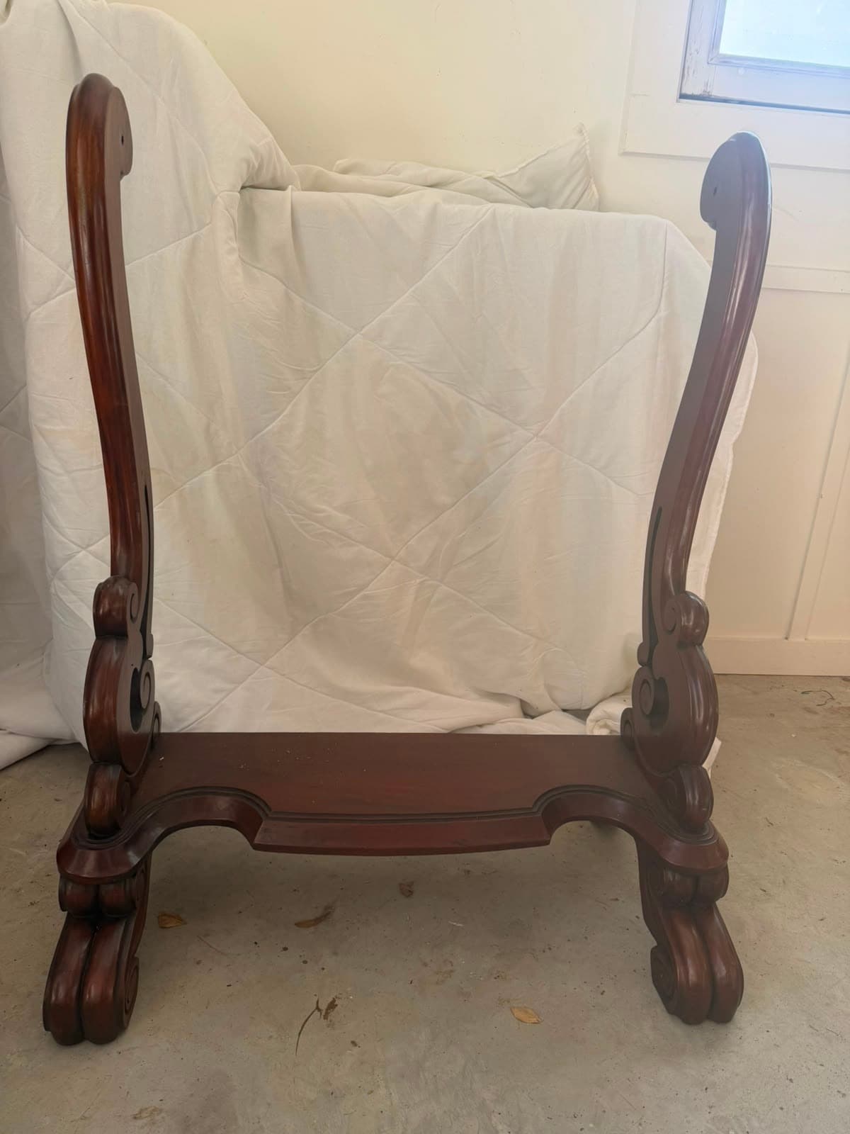 Antique Victorian Mahogany Fire Screen Stand Ornate Carved Wood — photo 2 of 4