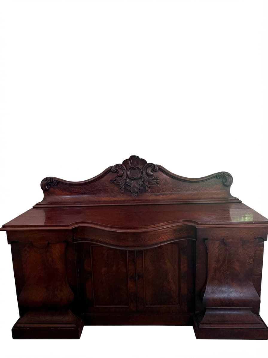 Antique Victorian Mahogany Sideboard with Carved Backsplash — photo 1 of 10