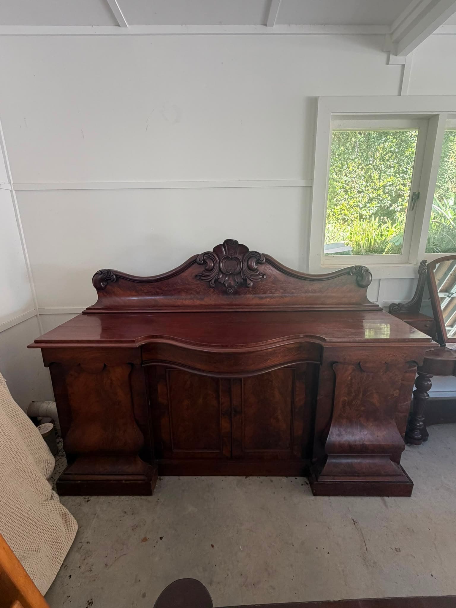 Antique Victorian Mahogany Sideboard with Carved Backsplash — photo 3 of 10