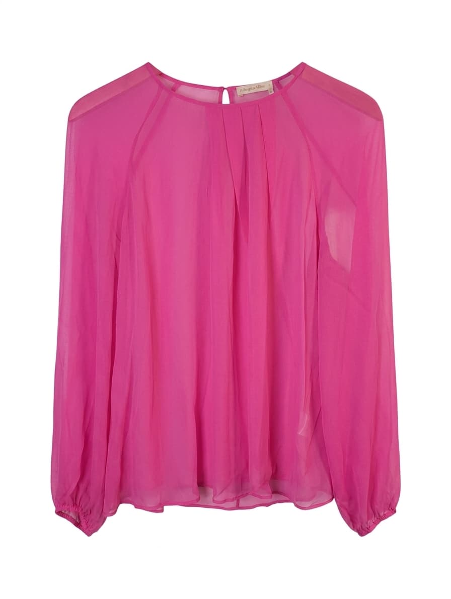Arlington Milne Hot Pink Sheer Silk Blouse - Size M — photo 1 of 8