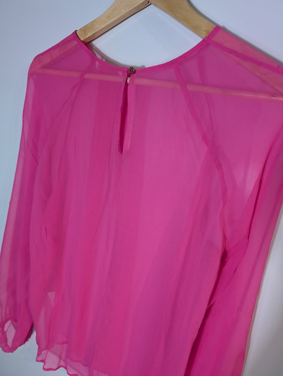 Arlington Milne Hot Pink Sheer Silk Blouse - Size M — photo 7 of 8