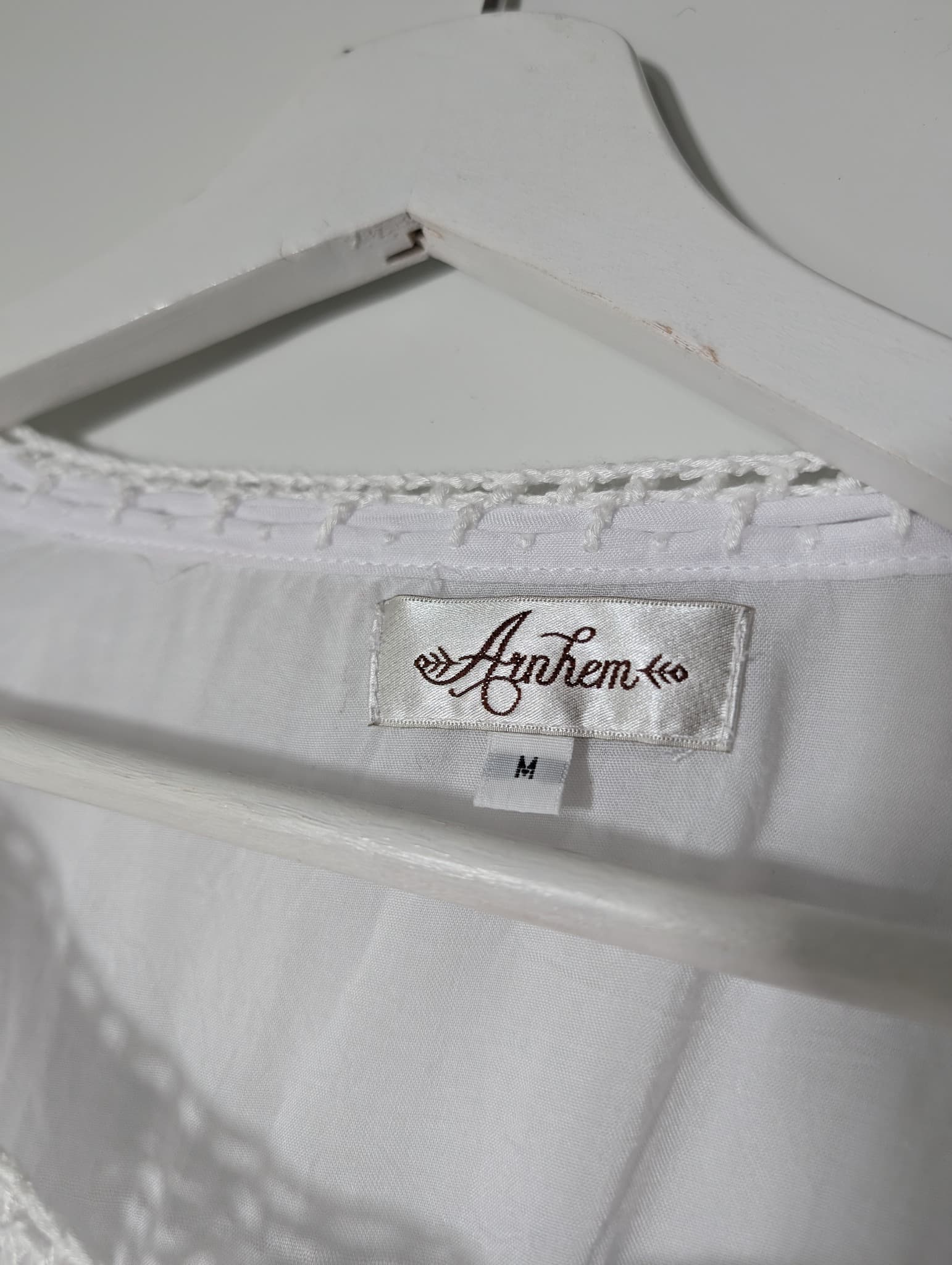 Arnhem Boho Crochet Trim Long Sleeve Blouse White Size M — photo 4 of 5