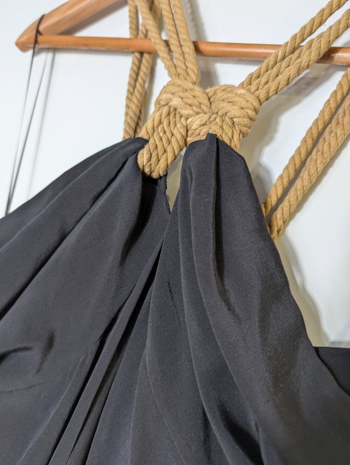 Arthur Galan AG Black Silk Evening Gown - Rope Detail Halter Neck — photo 7 of 7