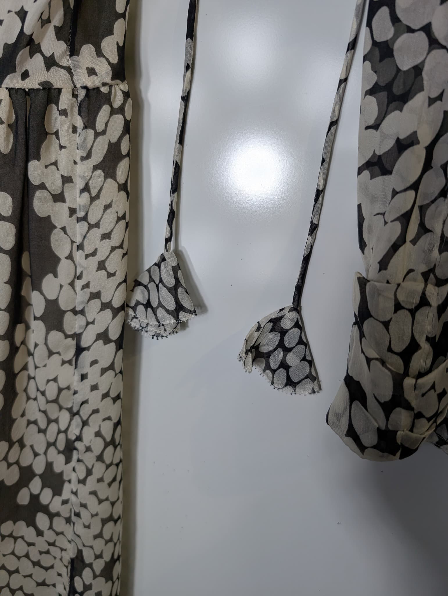 Arthur Galan AG Polka Dot Ruffle Silk Dress Black and White Size 8 — photo 3 of 7