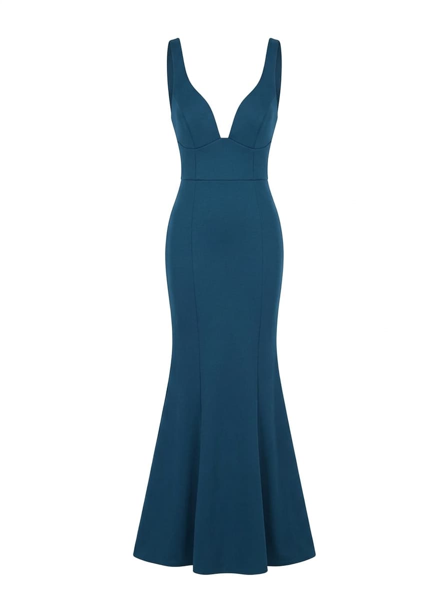 ASOS Blue Sleeveless Mermaid Hem Midi Dress — photo 1 of 12