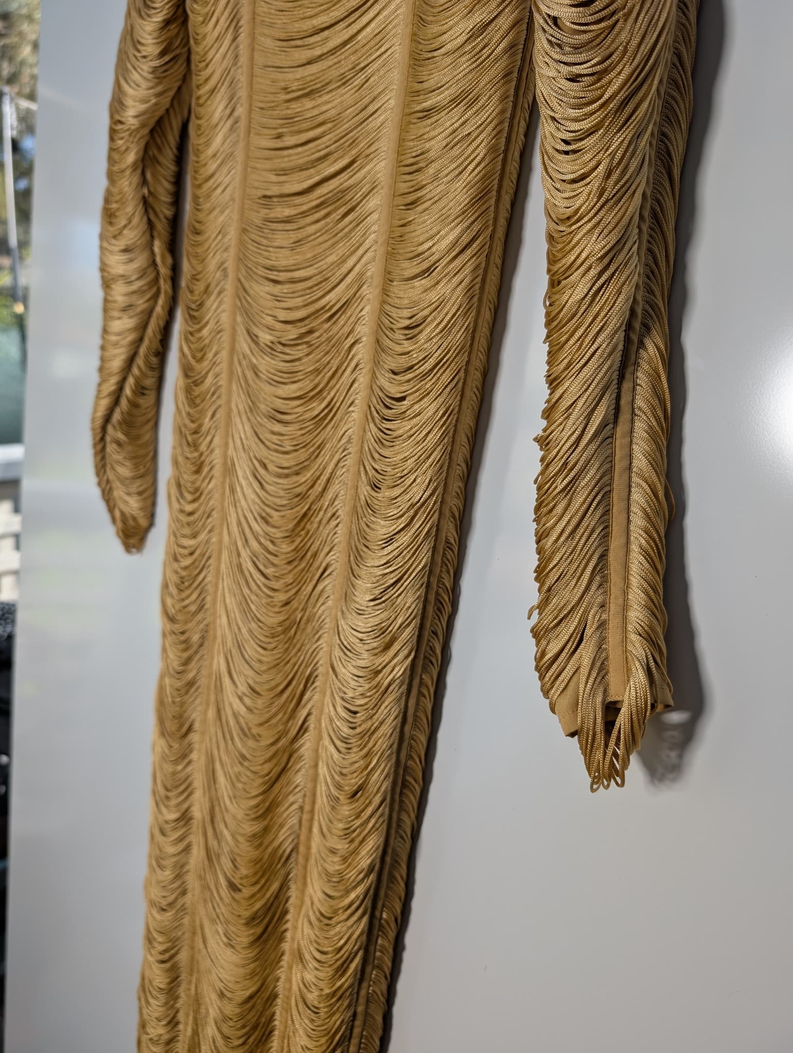 ASOS DESIGN Gold Fringe Long Sleeve Gown Women's UK 4 — photo 2 of 7