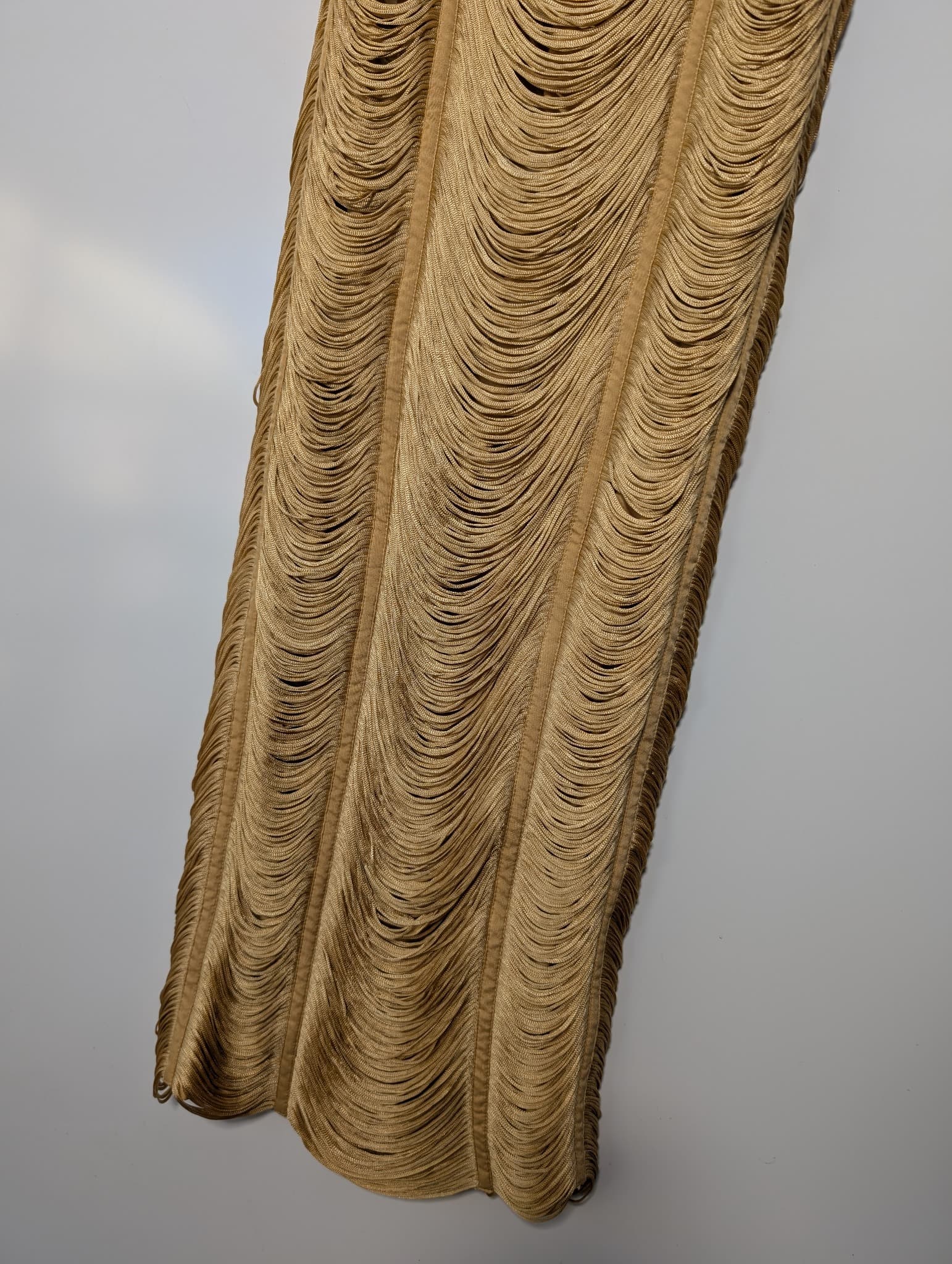 ASOS DESIGN Gold Fringe Long Sleeve Gown Women's UK 4 — photo 3 of 7