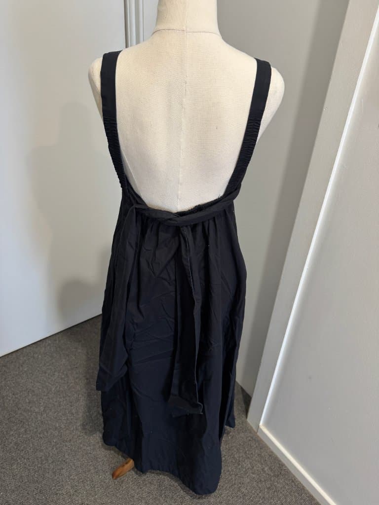 Assembly Label Black Cotton Square Neck Midi Dress - Size 10 — photo 5 of 8
