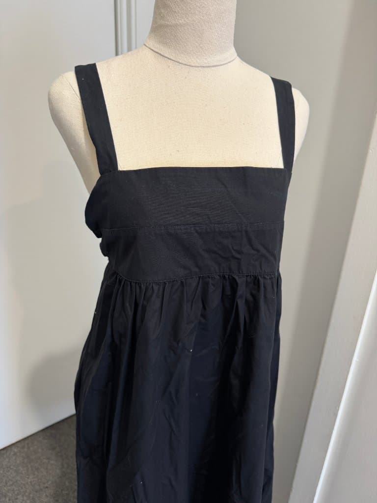 Assembly Label Black Cotton Square Neck Midi Dress - Size 10 — photo 7 of 8
