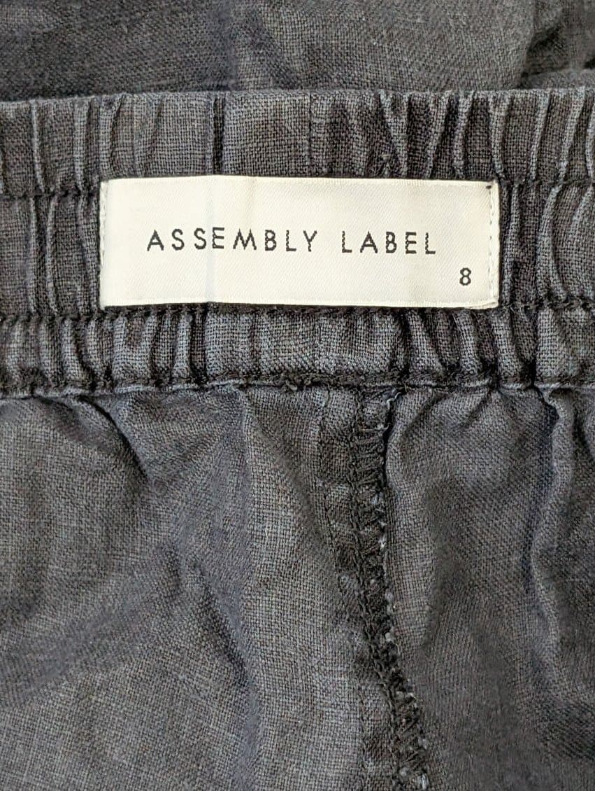 Assembly Label Linen Trousers Grey Elastic Waist Size 8 — photo 2 of 8
