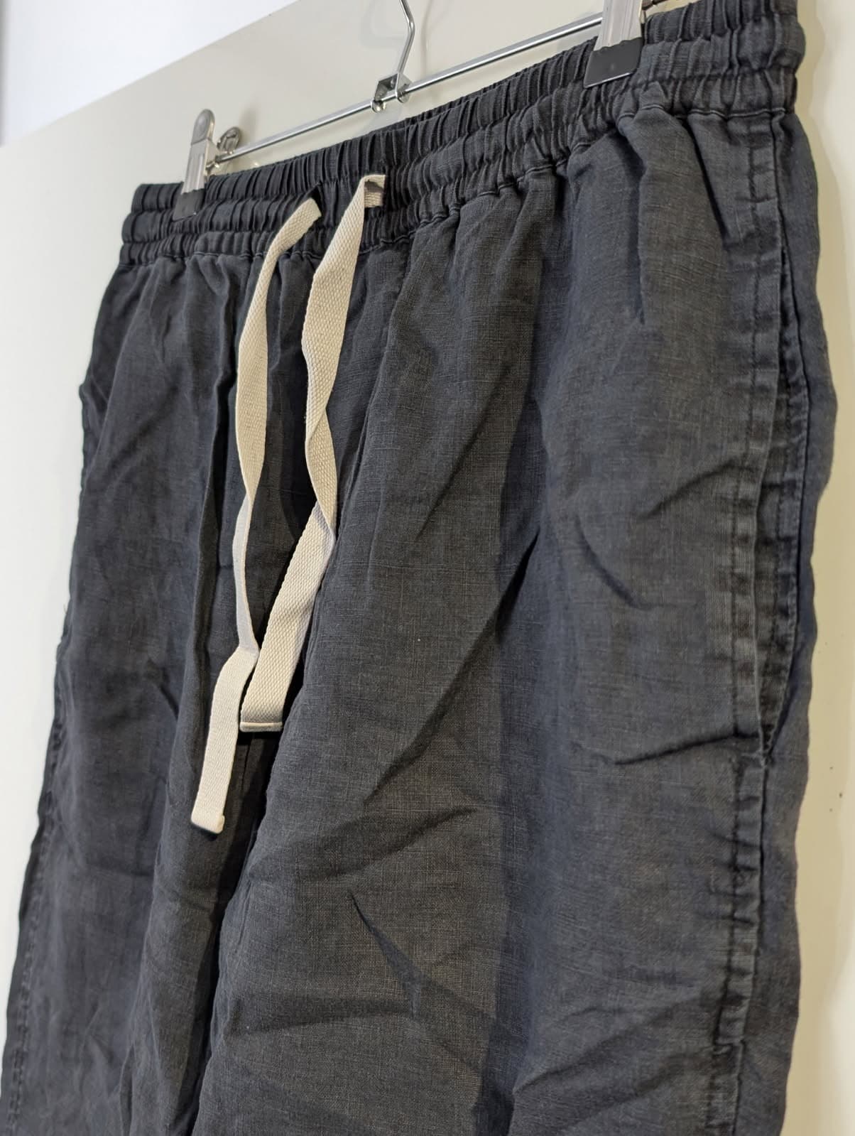 Assembly Label Linen Trousers Grey Elastic Waist Size 8 — photo 6 of 8