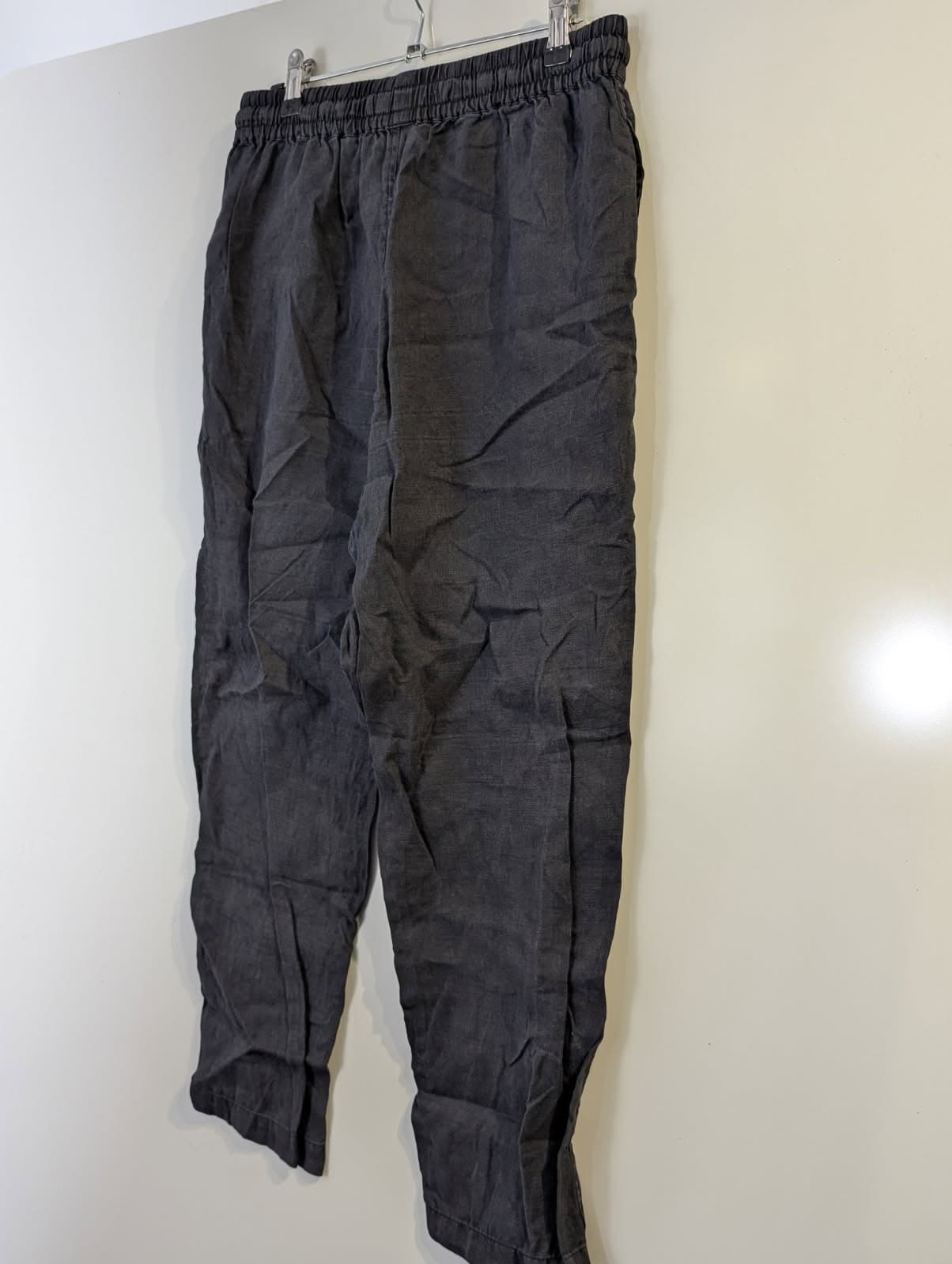 Assembly Label Linen Trousers Grey Elastic Waist Size 8 — photo 3 of 8