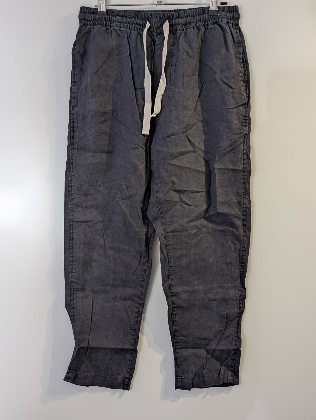 Assembly Label Linen Trousers Grey Elastic Waist Size 8 — photo 5 of 8