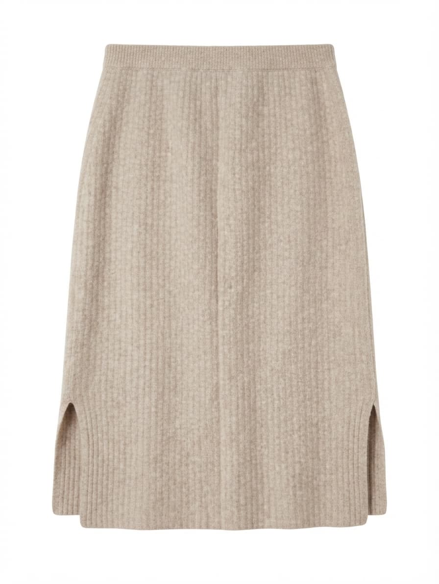 Assembly Label Ribbed Knit Midi Skirt Beige Wool Cashmere Size 14 — photo 1 of 8