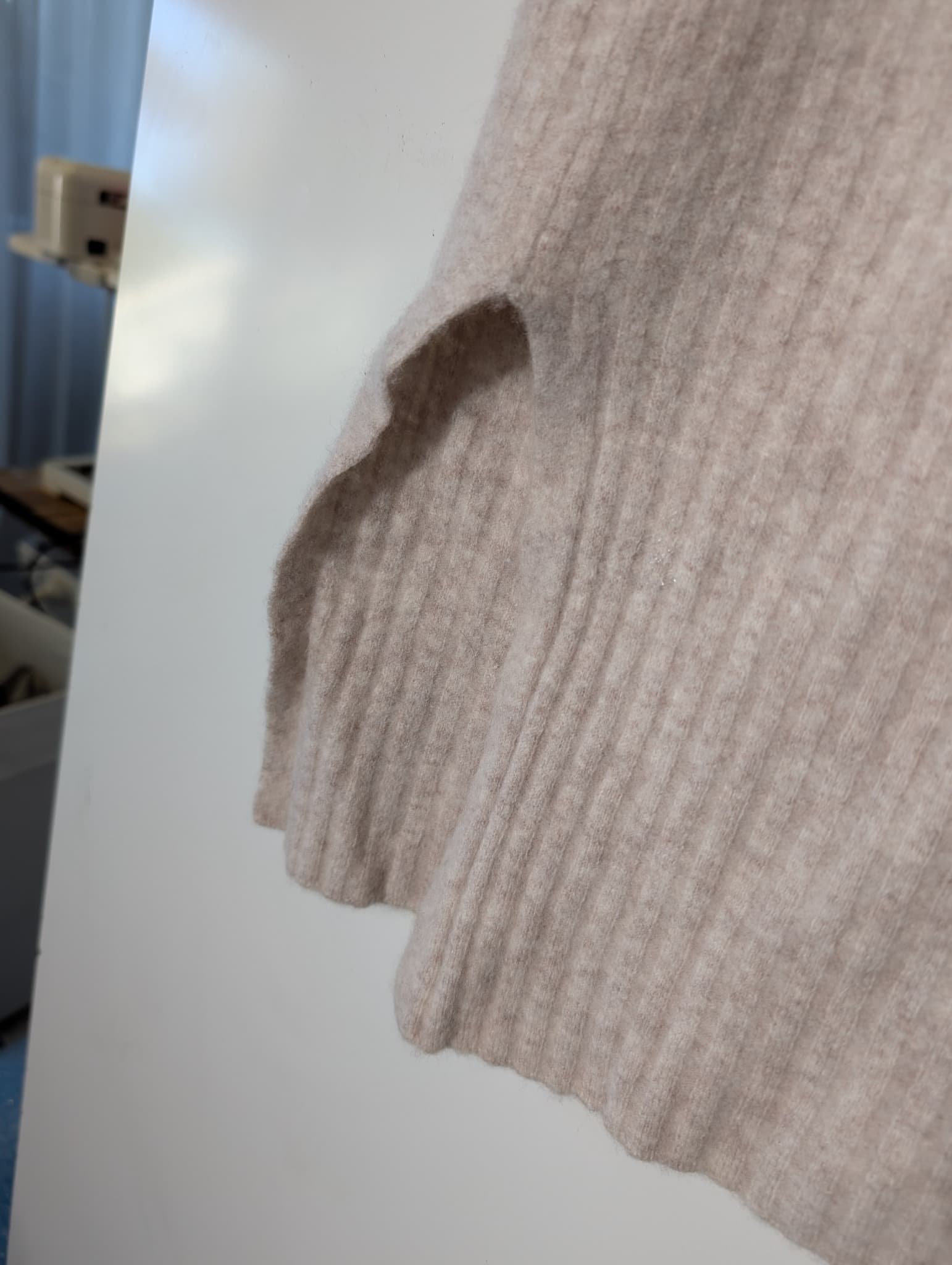 Assembly Label Ribbed Knit Midi Skirt Beige Wool Cashmere Size 14 — photo 3 of 8