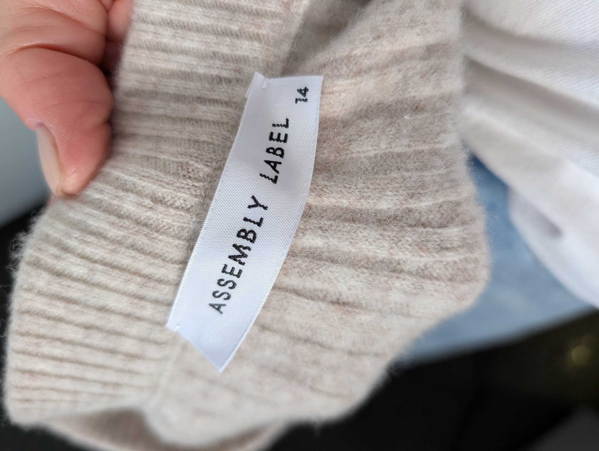 Assembly Label Ribbed Knit Midi Skirt Beige Wool Cashmere Size 14 — photo 6 of 8