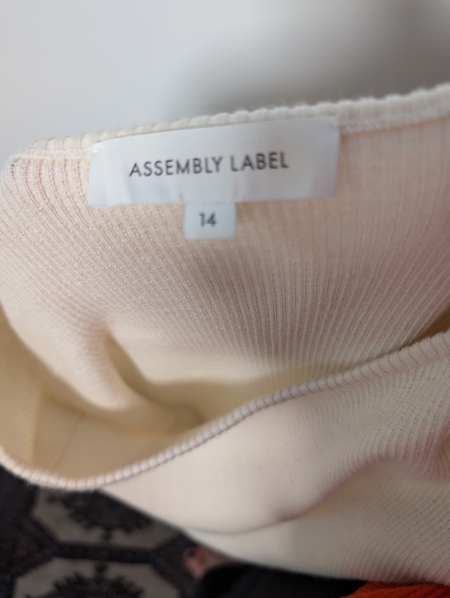Assembly Label Ribbed Long Sleeve Off-Shoulder Top Cream Size 14 — photo 4 of 6