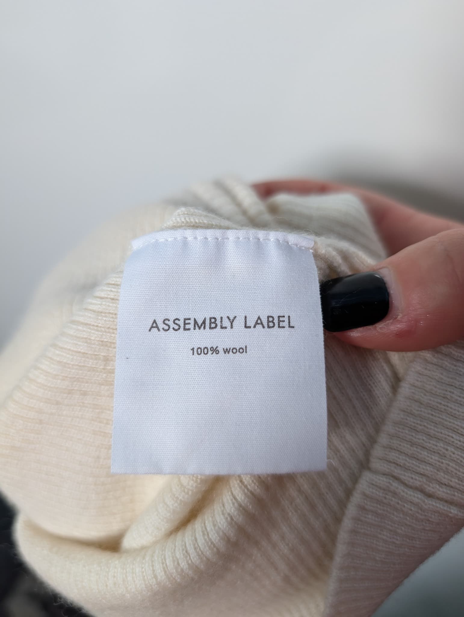 Assembly Label Ribbed Long Sleeve Off-Shoulder Top Cream Size 14 — photo 5 of 6