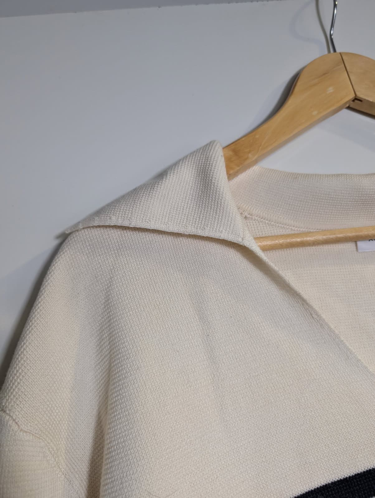 Assembly Label Stripe Knit Polo Cream and Navy Women's Size 14 — photo 2 of 7