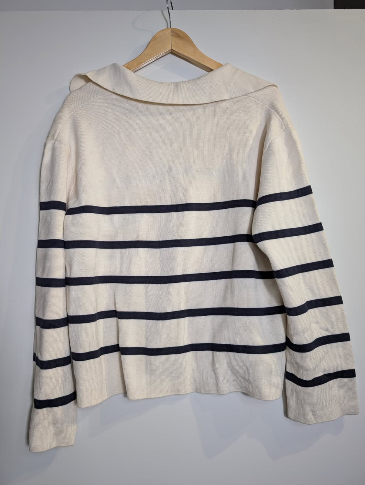 Assembly Label Stripe Knit Polo Cream and Navy Women's Size 14 — photo 3 of 7