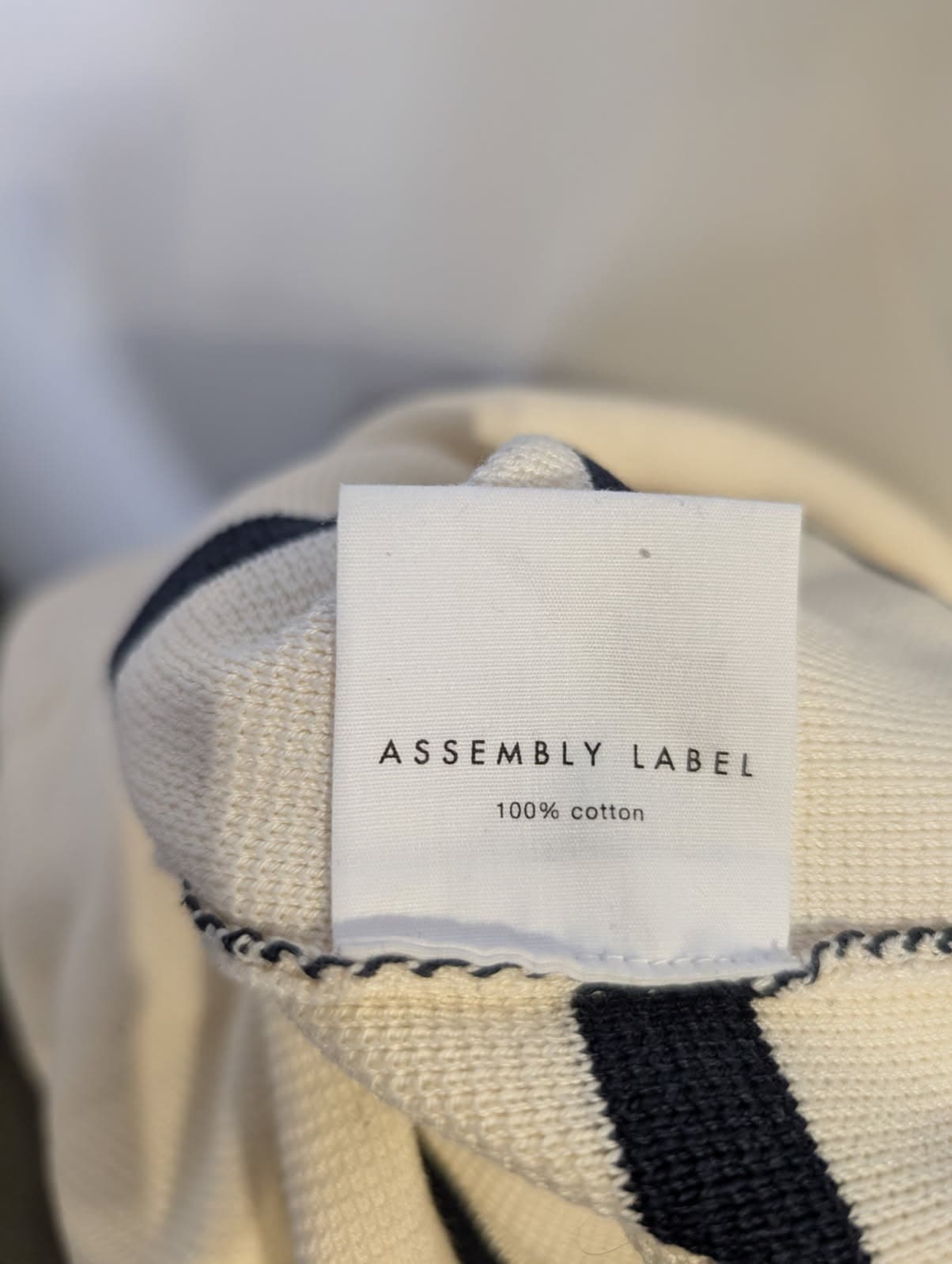 Assembly Label Stripe Knit Polo Cream and Navy Women's Size 14 — photo 6 of 7