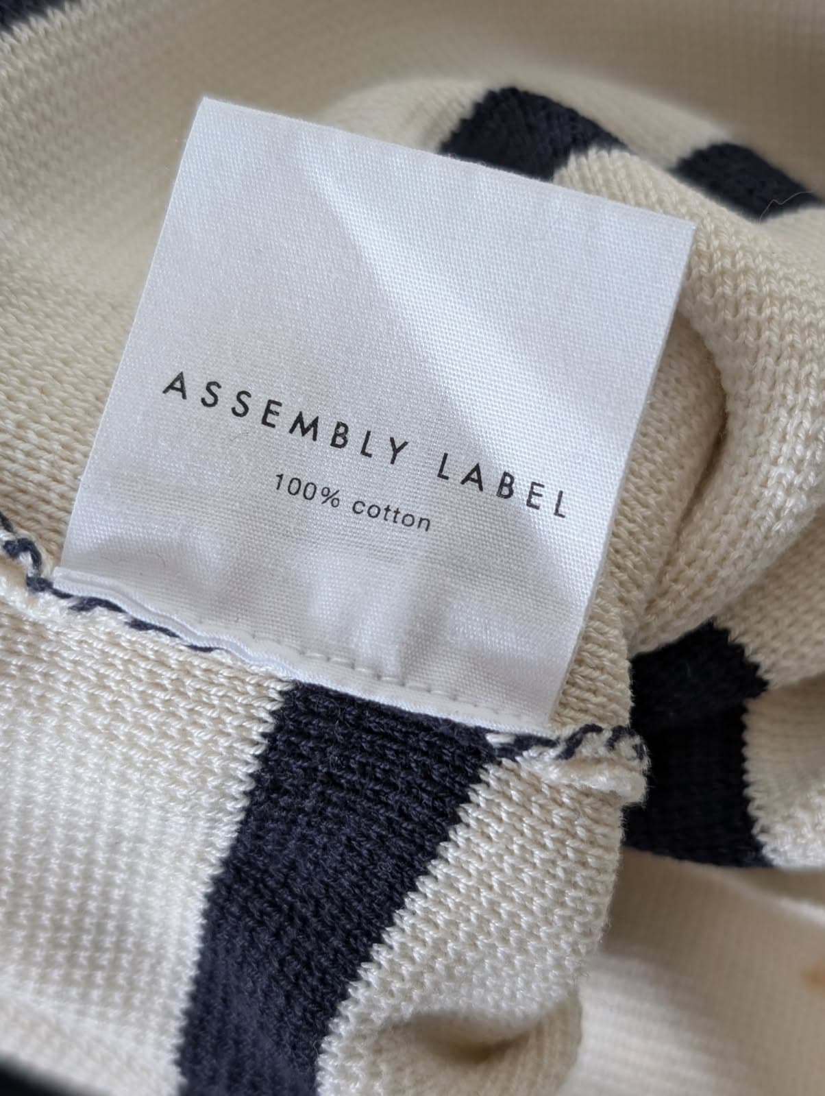 Assembly Label Striped Boat Neck Sweater - Cream & Navy Cotton — photo 3 of 8