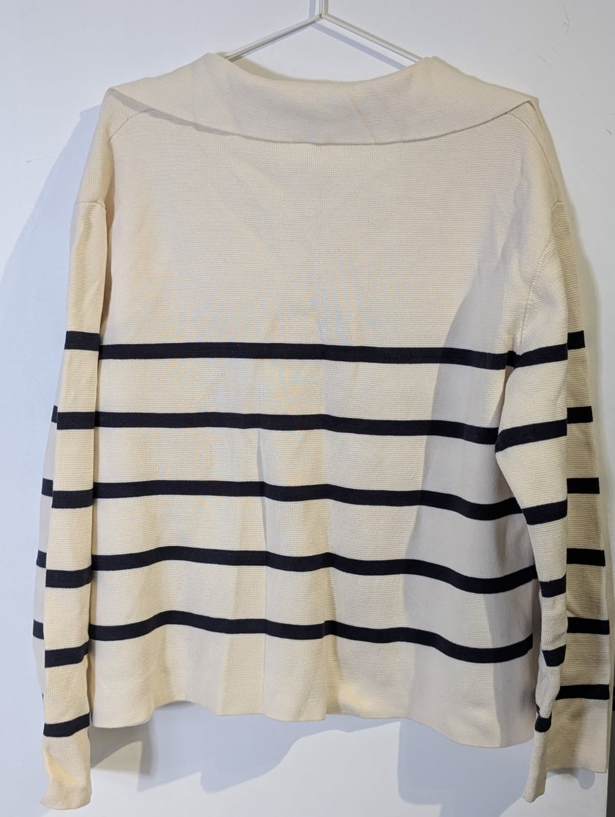 Assembly Label Striped Boat Neck Sweater - Cream & Navy Cotton — photo 8 of 8