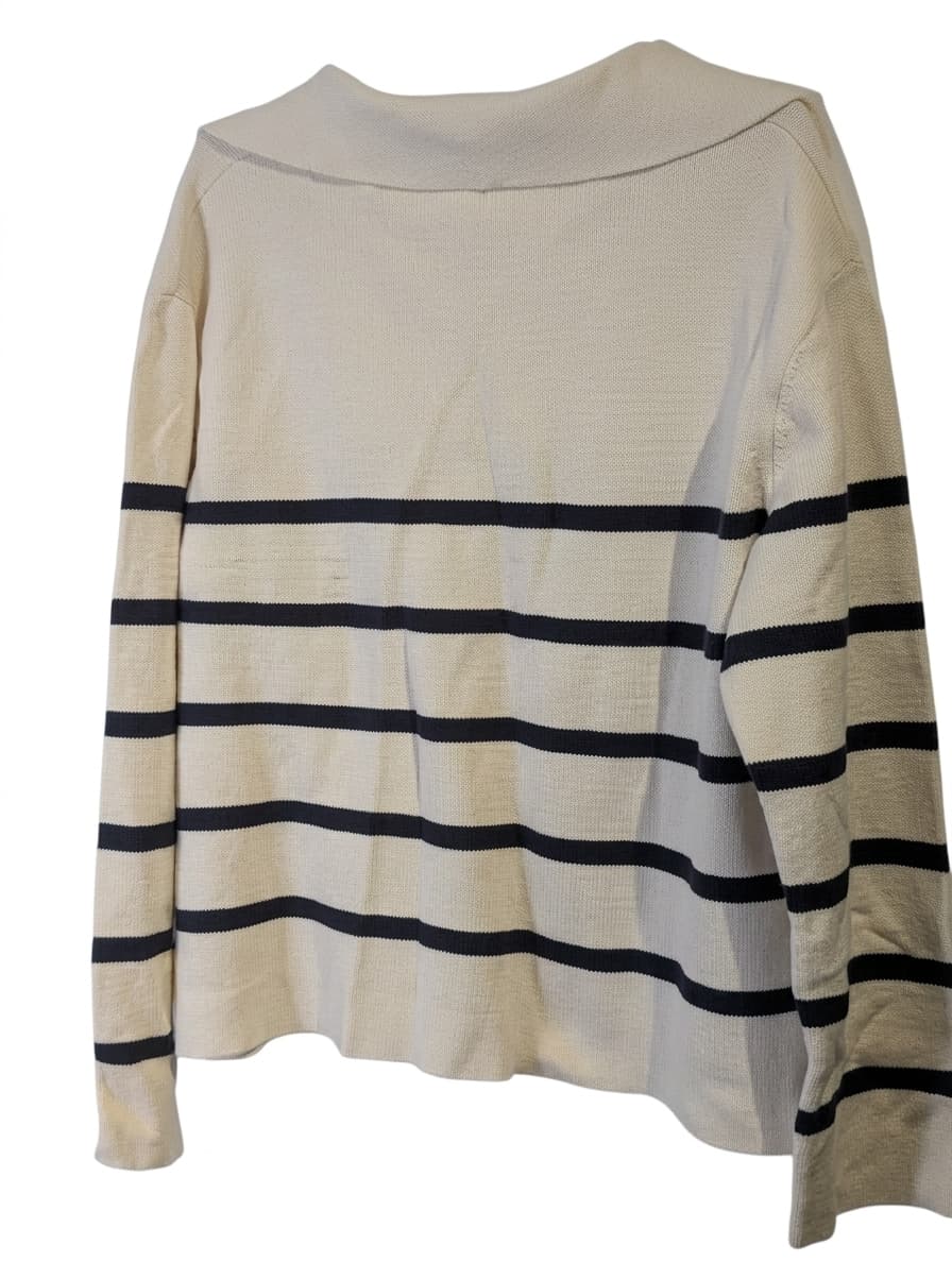 Assembly Label Striped Boat Neck Sweater - Cream & Navy Cotton — photo 1 of 8