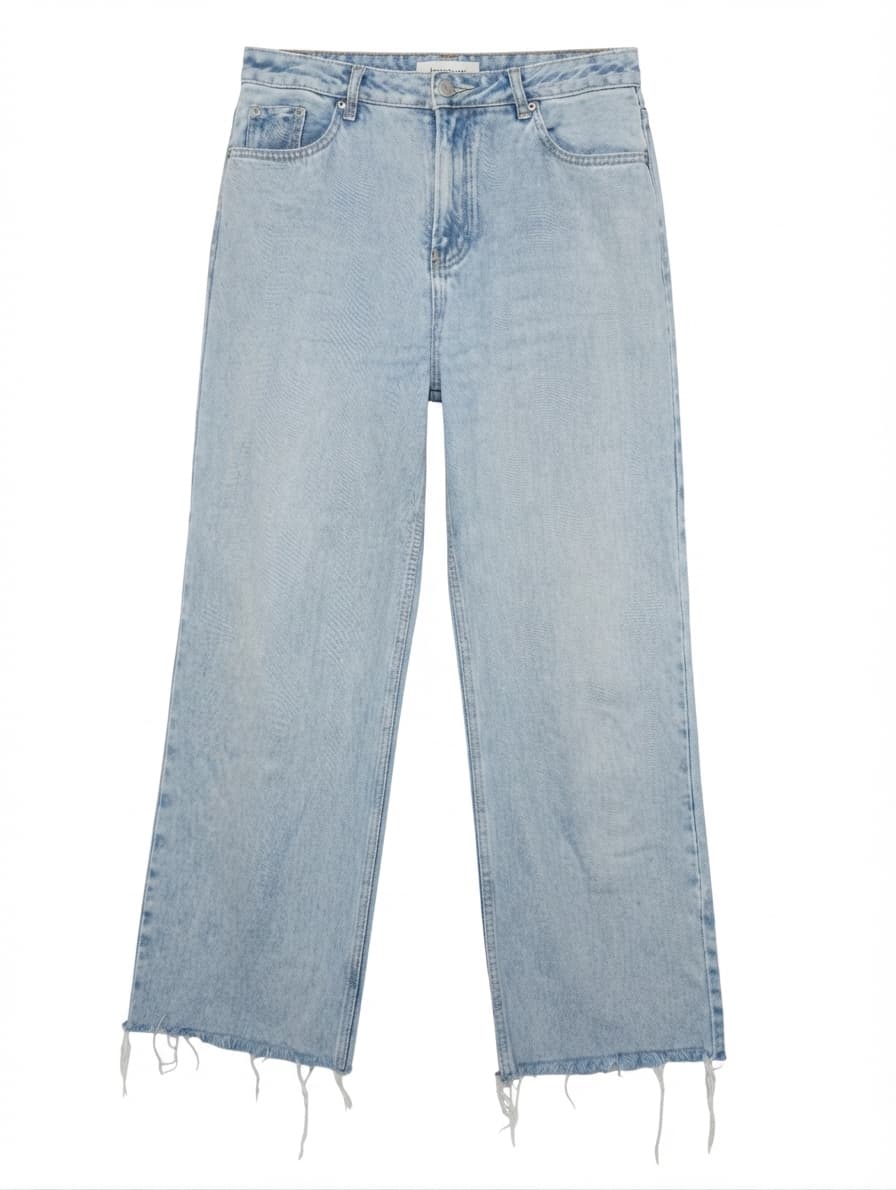 Assembly Label Wide Leg Jeans Light Wash Raw Hem Size 14 — photo 1 of 8
