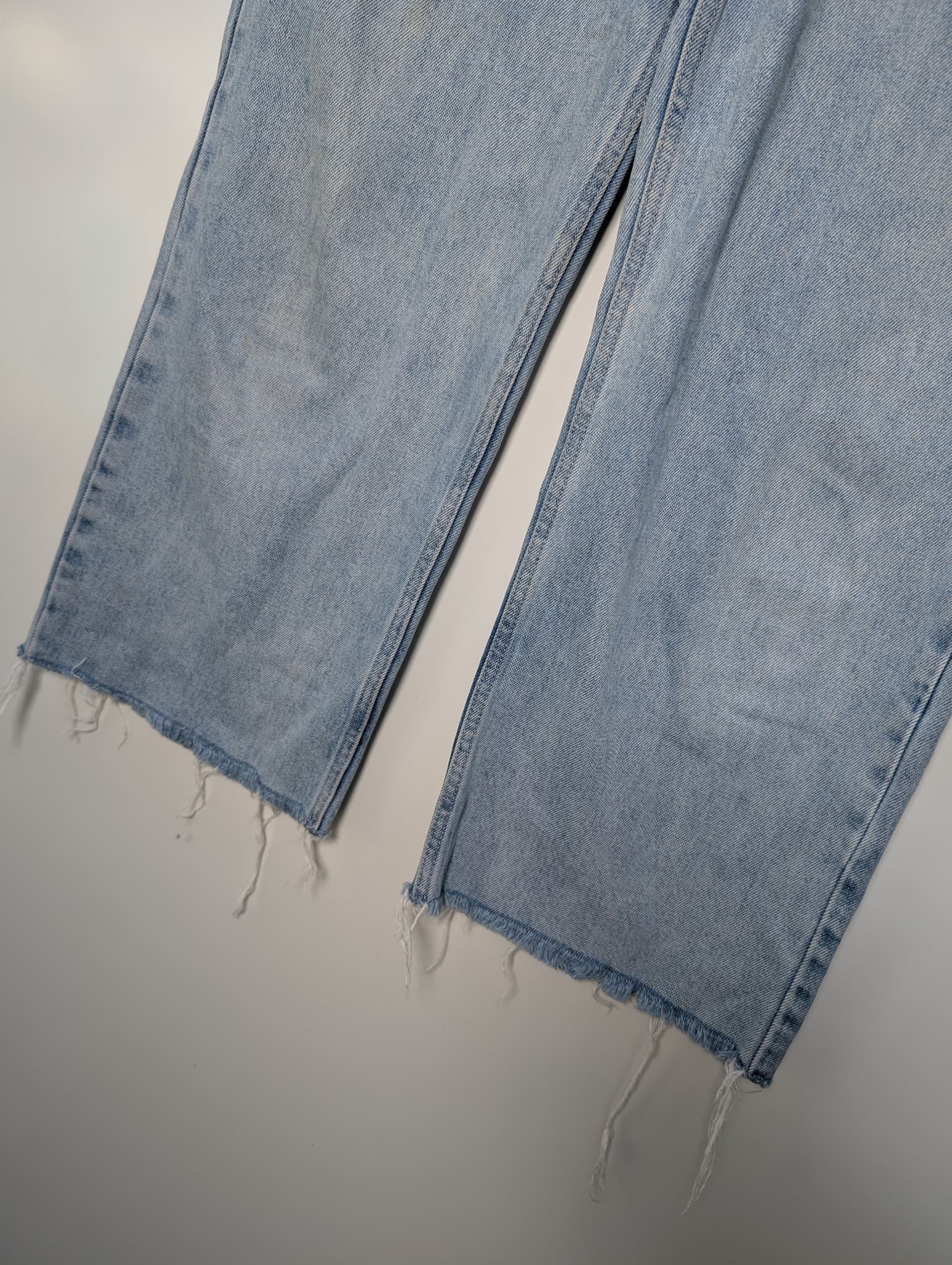 Assembly Label Wide Leg Jeans Light Wash Raw Hem Size 14 — photo 3 of 8