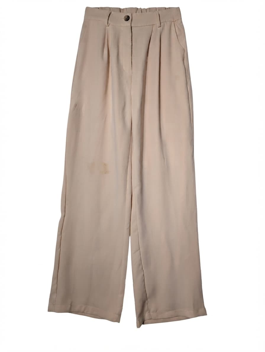 ATMOS&HERE High-Waisted Pleated Wide-Leg Trousers Beige Size 12 — photo 1 of 9