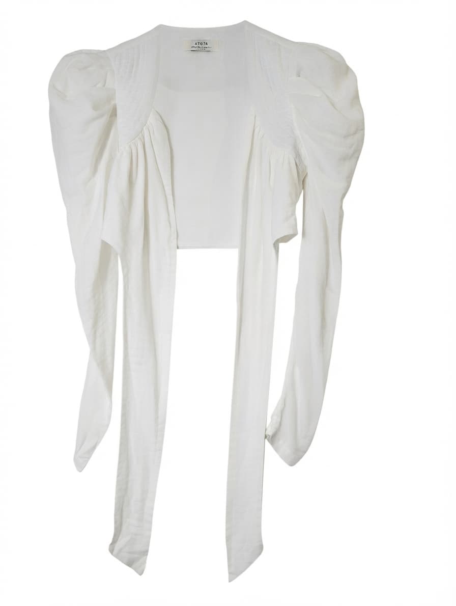ATOÌR Puff Sleeve Tie Front Bolero Shrug White Size 8 — photo 1 of 8